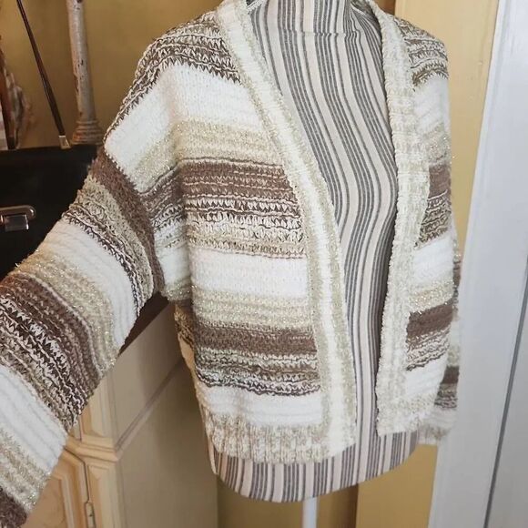 Wild fable open cardigan neutral wool blend sweater women's size M - Picture 2 of 5